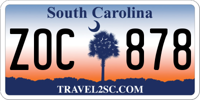 SC license plate ZOC878