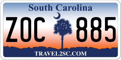 SC license plate ZOC885