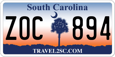 SC license plate ZOC894
