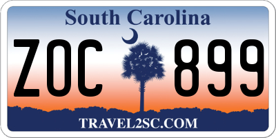 SC license plate ZOC899