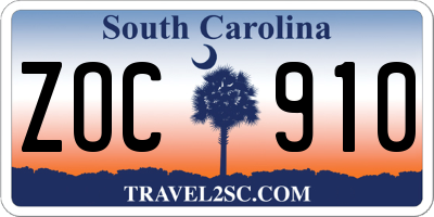 SC license plate ZOC910