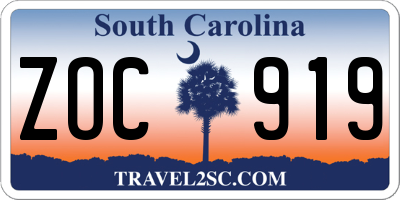 SC license plate ZOC919