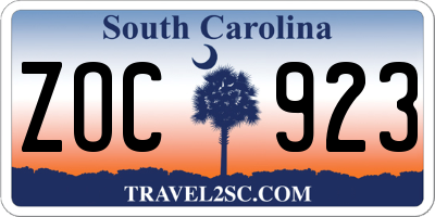 SC license plate ZOC923