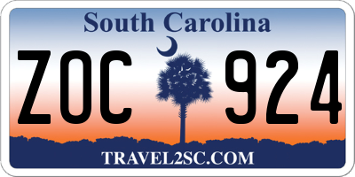 SC license plate ZOC924