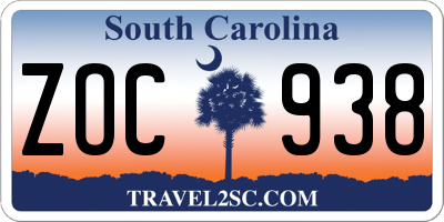SC license plate ZOC938