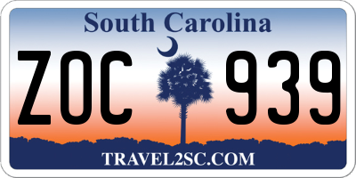 SC license plate ZOC939