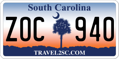 SC license plate ZOC940