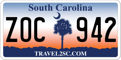 SC license plate ZOC942