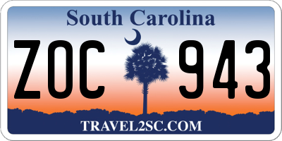 SC license plate ZOC943
