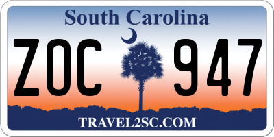 SC license plate ZOC947