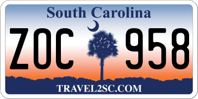 SC license plate ZOC958