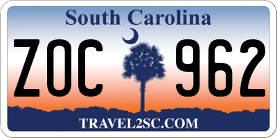 SC license plate ZOC962