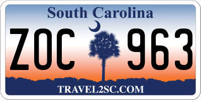 SC license plate ZOC963