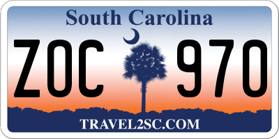 SC license plate ZOC970