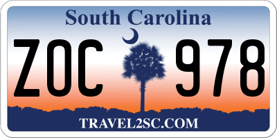 SC license plate ZOC978