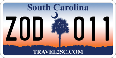 SC license plate ZOD011