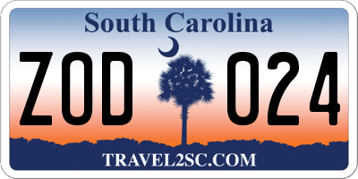 SC license plate ZOD024
