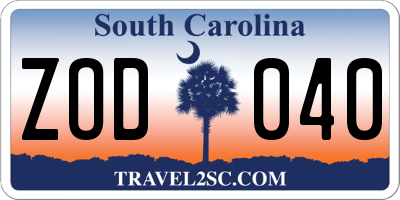 SC license plate ZOD040