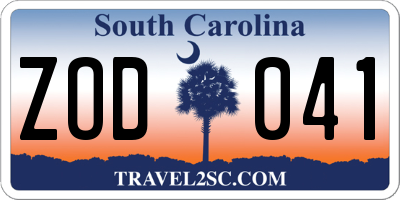 SC license plate ZOD041