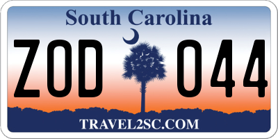 SC license plate ZOD044