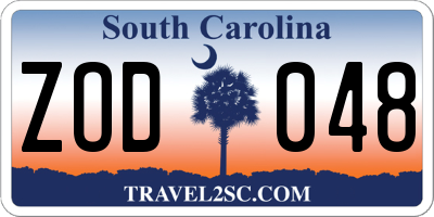 SC license plate ZOD048