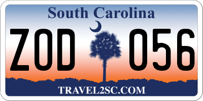 SC license plate ZOD056