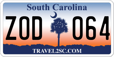 SC license plate ZOD064