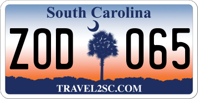 SC license plate ZOD065