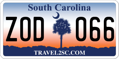 SC license plate ZOD066