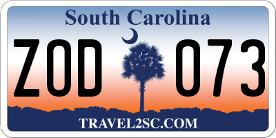 SC license plate ZOD073
