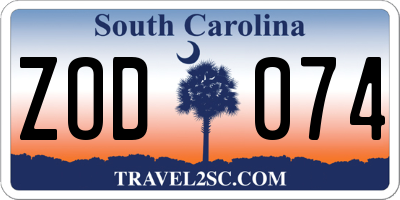 SC license plate ZOD074