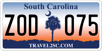 SC license plate ZOD075