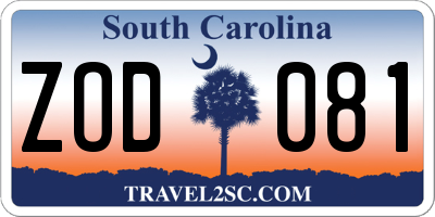 SC license plate ZOD081