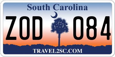 SC license plate ZOD084
