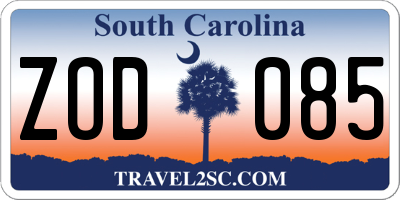 SC license plate ZOD085