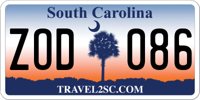 SC license plate ZOD086