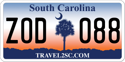 SC license plate ZOD088