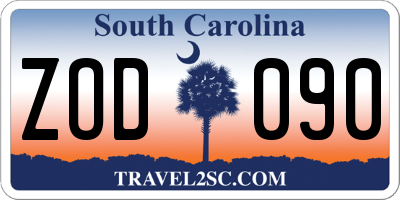 SC license plate ZOD090