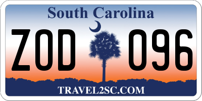 SC license plate ZOD096
