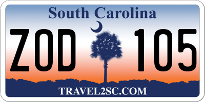 SC license plate ZOD105