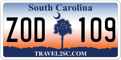 SC license plate ZOD109