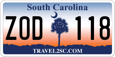 SC license plate ZOD118