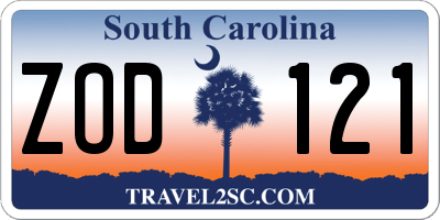 SC license plate ZOD121