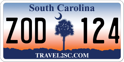 SC license plate ZOD124