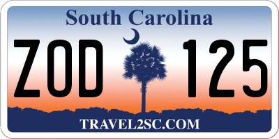 SC license plate ZOD125