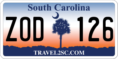 SC license plate ZOD126