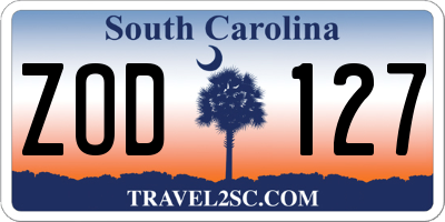 SC license plate ZOD127
