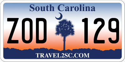 SC license plate ZOD129