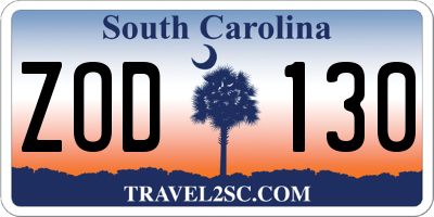 SC license plate ZOD130