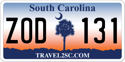 SC license plate ZOD131
